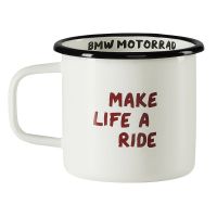 BMW Make Life a Ride Emaille Kaffeetasse (weiß)